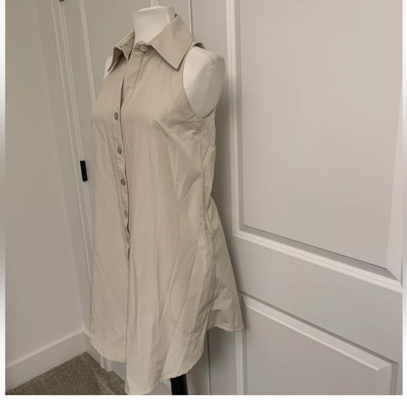 $310 FINLEY size XS Audio Techno Blend Parachute SAND  Swing Dress Shirt Dress - Picture 2 of 7